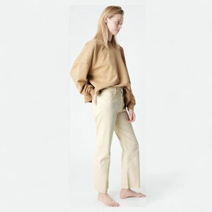 Mavi Barcelona Jeans Sz 31 La Vintage White High Rise Wide Leg Raw Hem Denim